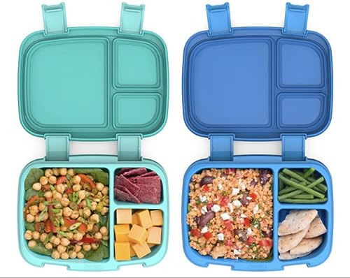Bentgo Fresh (Blue/Green 2 PACK) - New & Improved Leak-Proof, Versatile 4-Compartment Bento-Style Lunch Box | Amazon (US)