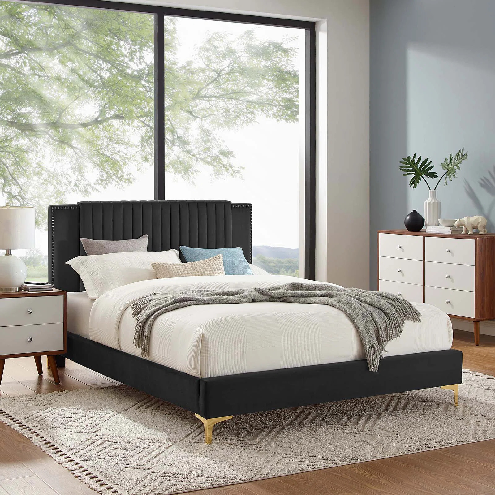 Modway Zahra Channel Tufted Performance Velvet Platform Bed | Wayfair North America