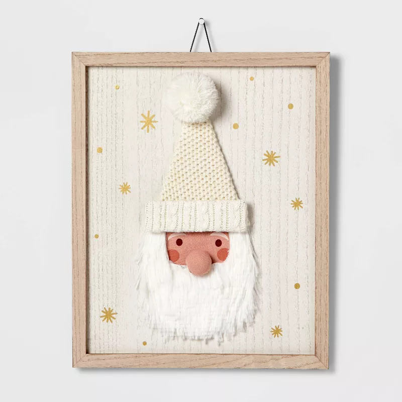 13" Knit Santa with Wood Frame Wall Sign - Wondershop™ | Target