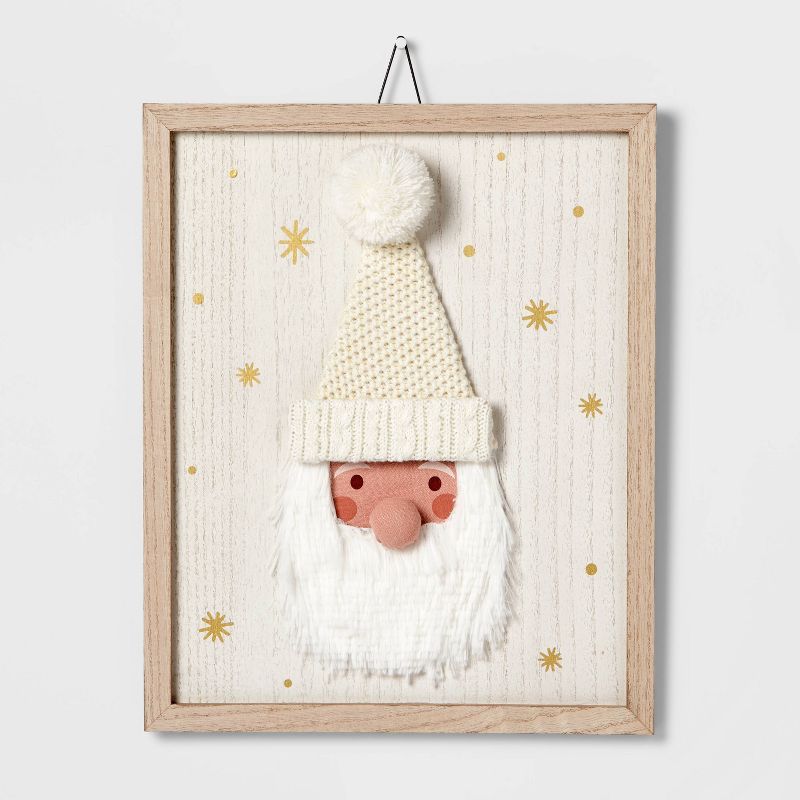 13" Knit Santa with Wood Frame Wall Sign - Wondershop™ | Target