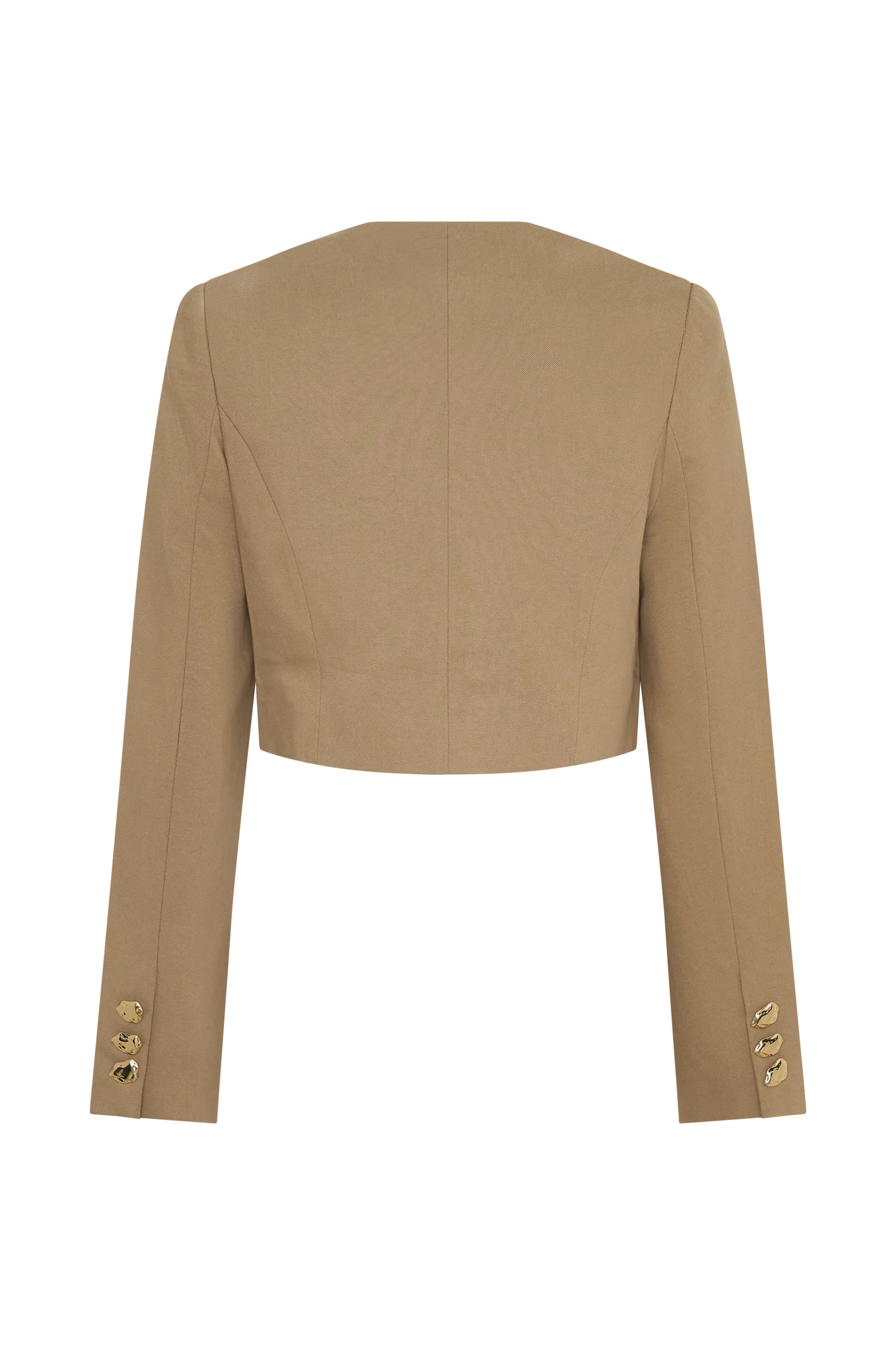 Button Up Cropped Jacket - Taupe | MESHKI US