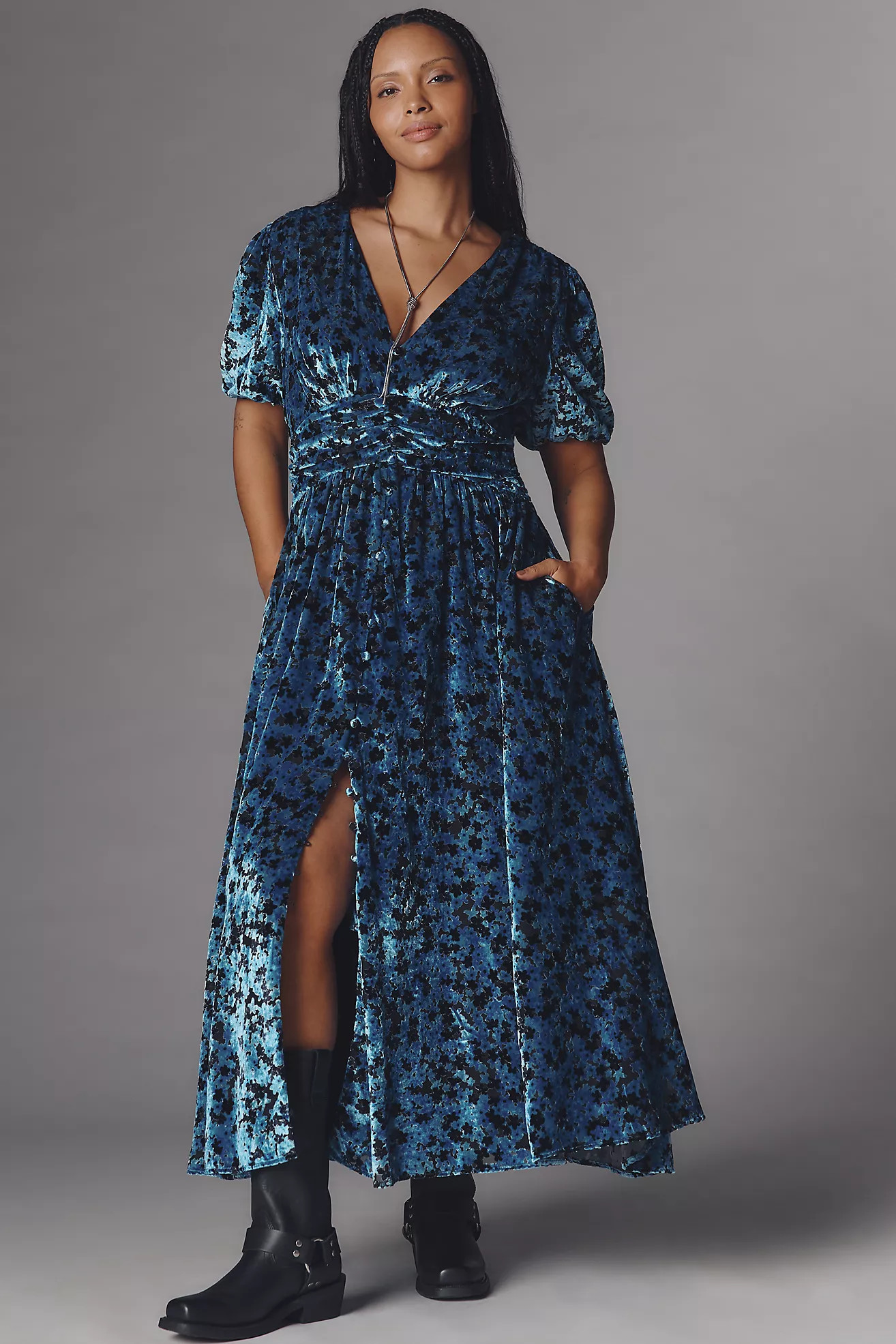 The Katerina Button-Front Dress: Velvet Edition | Anthropologie (US)