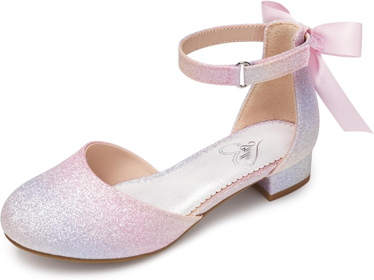 Stelle Girls Dress Shoes Closed Toe Heels Ankle Strap Pumps Sandals Flower Wedding Party Princess... | Amazon (US)