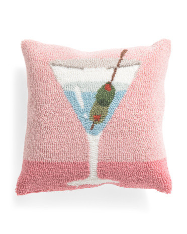 14x14 Martini Hooked Pillow | TJ Maxx