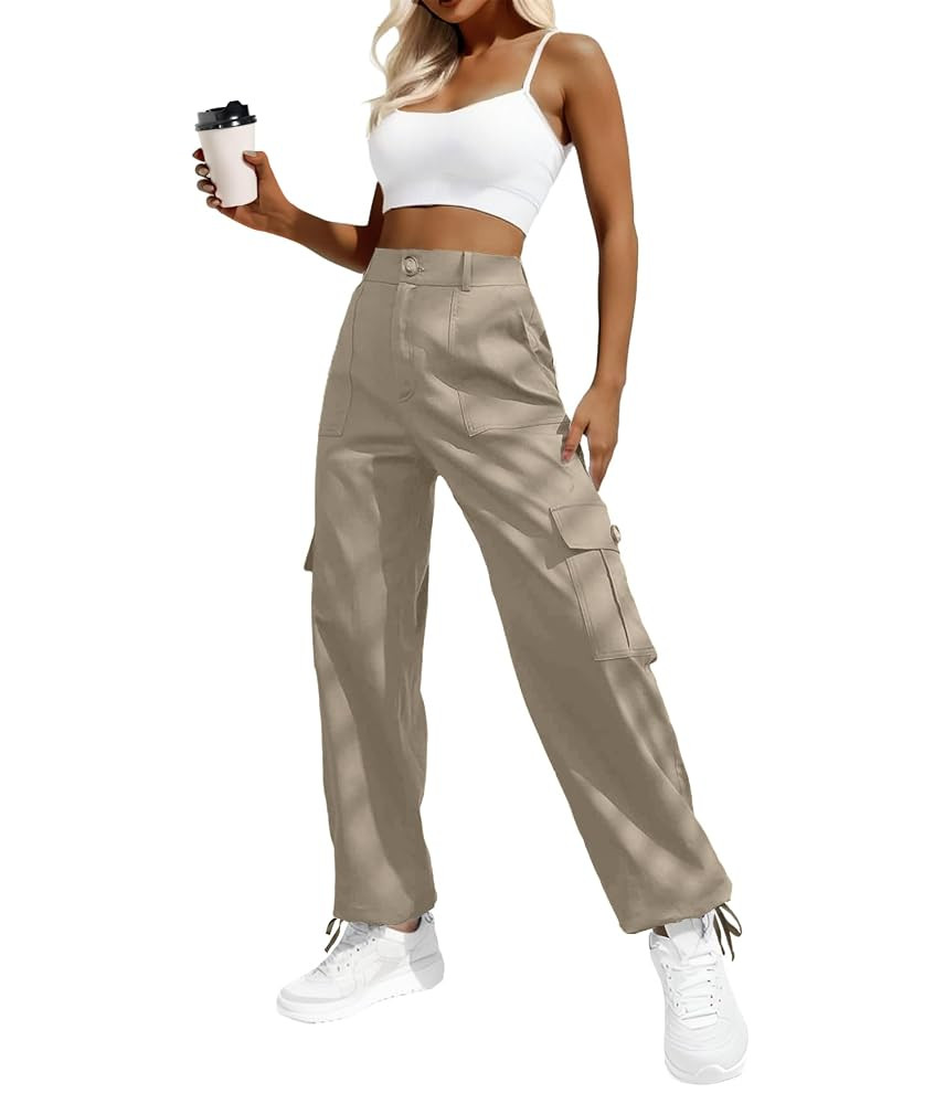 Lepunuo Women's High Waisted Cargo Pants Travel Y2K Streetwear Baggy Stretchy Pants with 6 Pocket... | Amazon (US)