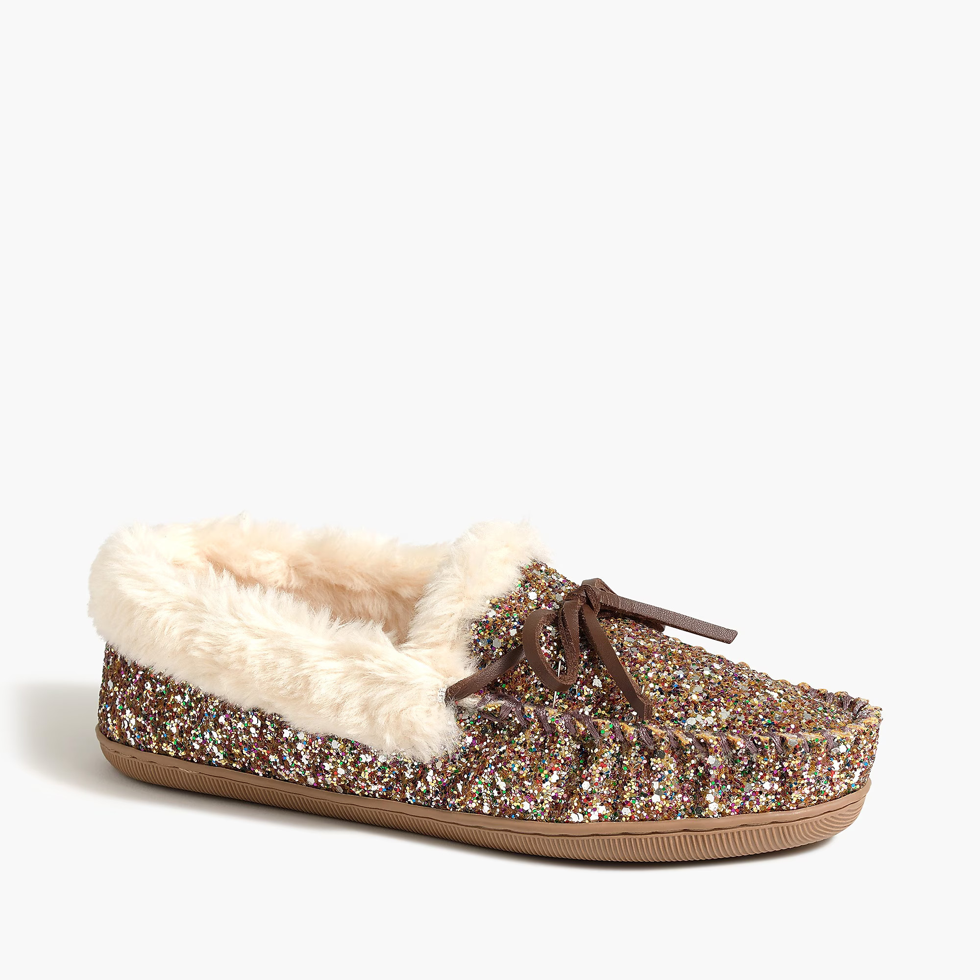 Glitter shearling slippers | J.Crew Factory