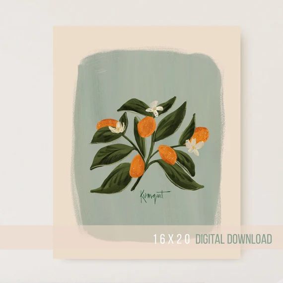 kumquat digital print, midcentury poster,citrus illustration, Orange art | Etsy (US)
