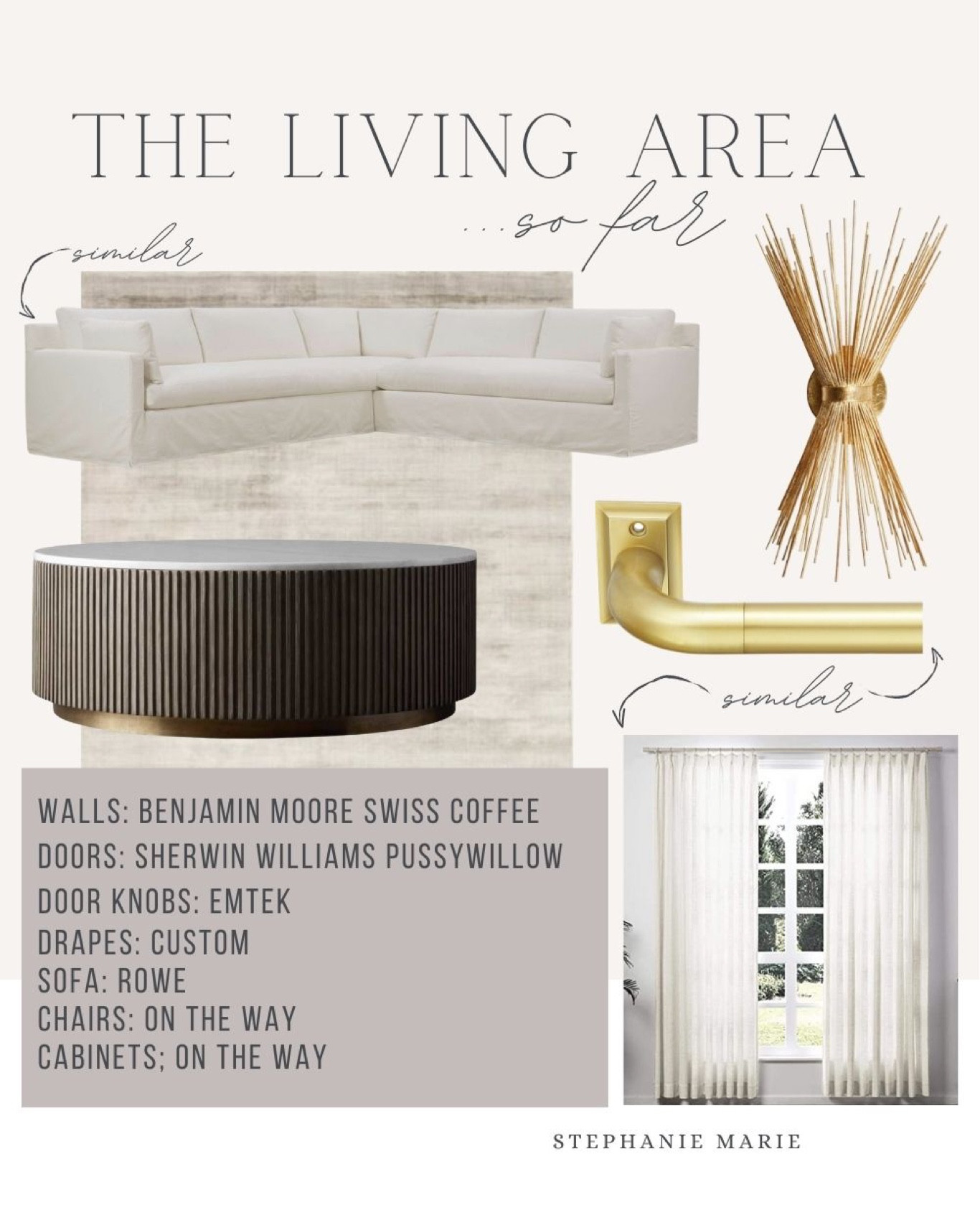 Living room decor, home design, new build, sectional, sofa, sconces, coffee table, wood coffee table, area rug, living room rug, drapes, pinch pleat drapes, gold curtain rod, gold sconce, white sofa, white sectional

#LTKhome