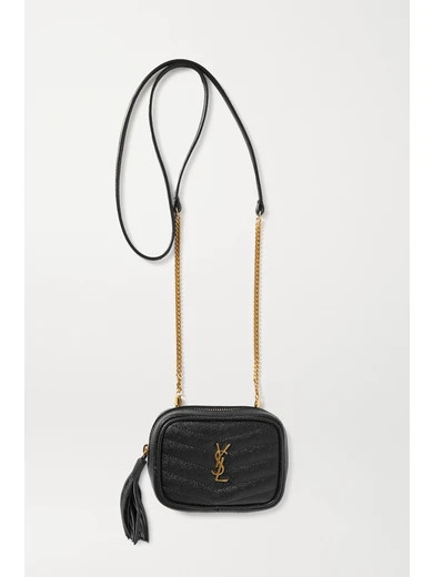 SAINT LAURENT - Lou Baby Quilted Textured-leather Shoulder Bag - Black | NET-A-PORTER (US)
