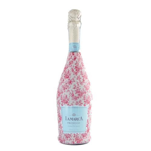 Beau Bottles Grandmillenial Pink Floral Custom Wine Label Wrap for La Marca 750ml Champagne Bottle - Personalized Wine Bottle Labels for Weddings, Events & Gifting - Easy Shrink Application | Amazon (US)