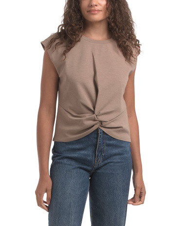 Scuba Ponte Knote Front Top With Cap Sleeves | TJ Maxx