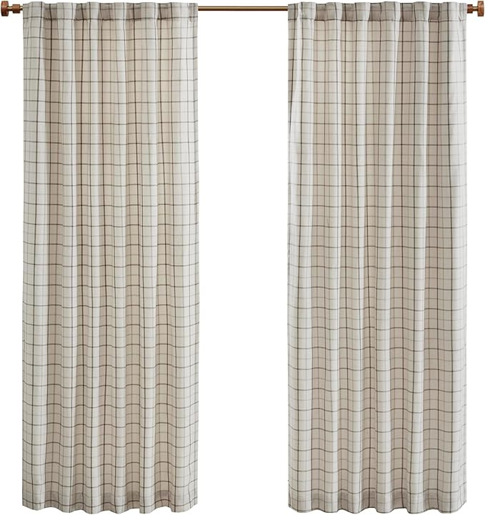 Madison Park Anaheim Cabin Plaid Curtain Window, Thermal Insulated Fleece Lining, Living Room Dec... | Amazon (US)