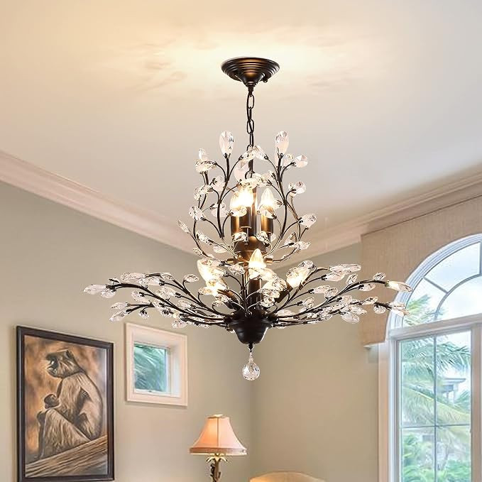 Garwarm 8-Light Vintage Crystal Chandeliers Ceiling Lights LED Light Crystal Pendant Lighting Cei... | Amazon (US)