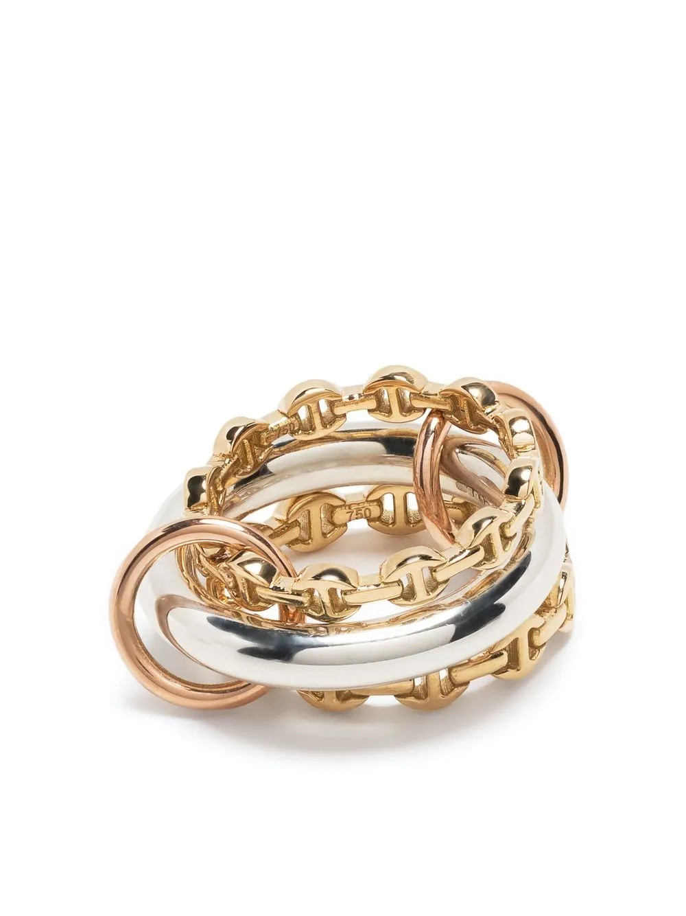 x Hoorsenbuhs 18kt yellow gold Microdame SK Mix stack ring | Farfetch Global