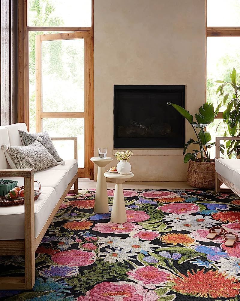 Loloi II Botanical Collection BOT-01 Black/Multi, Indoor/Outdoor 5'-3" x 7'-8" Area Rug | Amazon (US)