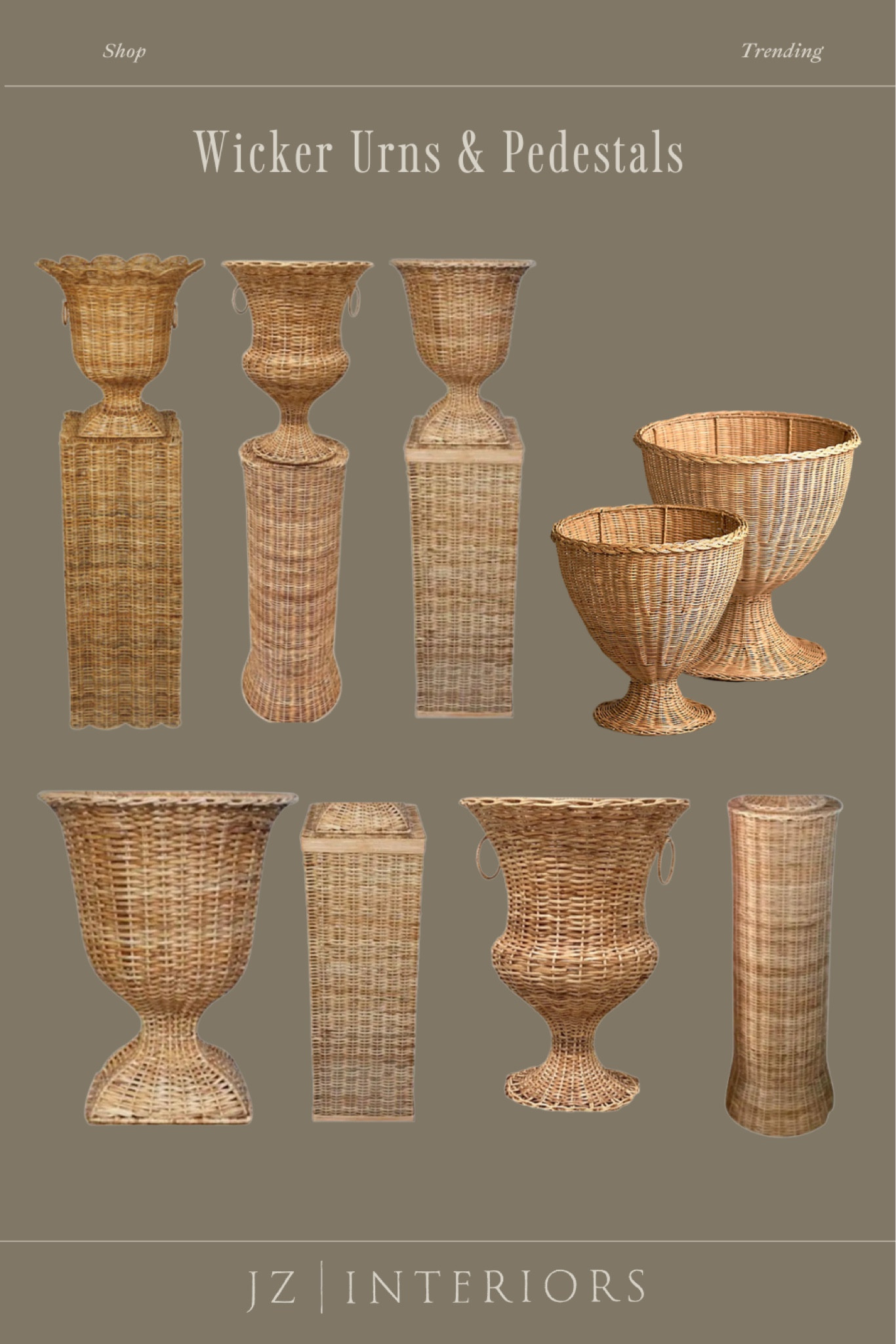 Now trending: wicker pedestals and urns and we can’t wait to get our hands on them. 
#wicker #trend #homedecor #trending #interiors #interiordesign 

#LTKhome