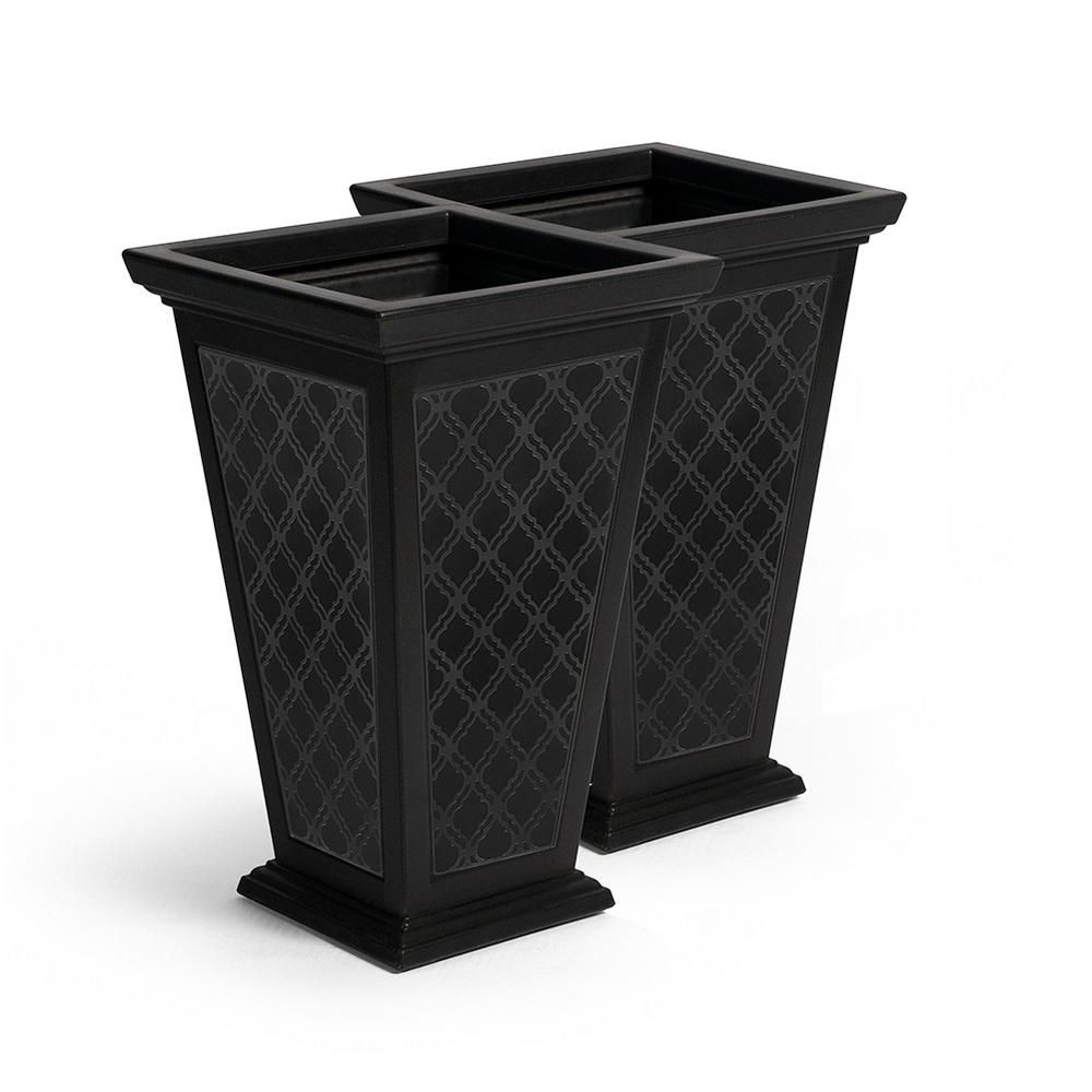 FCMP Outdoor Tall 15 in. x 24 in. Black Plastic Casablanca Planter (2-Pack) | The Home Depot