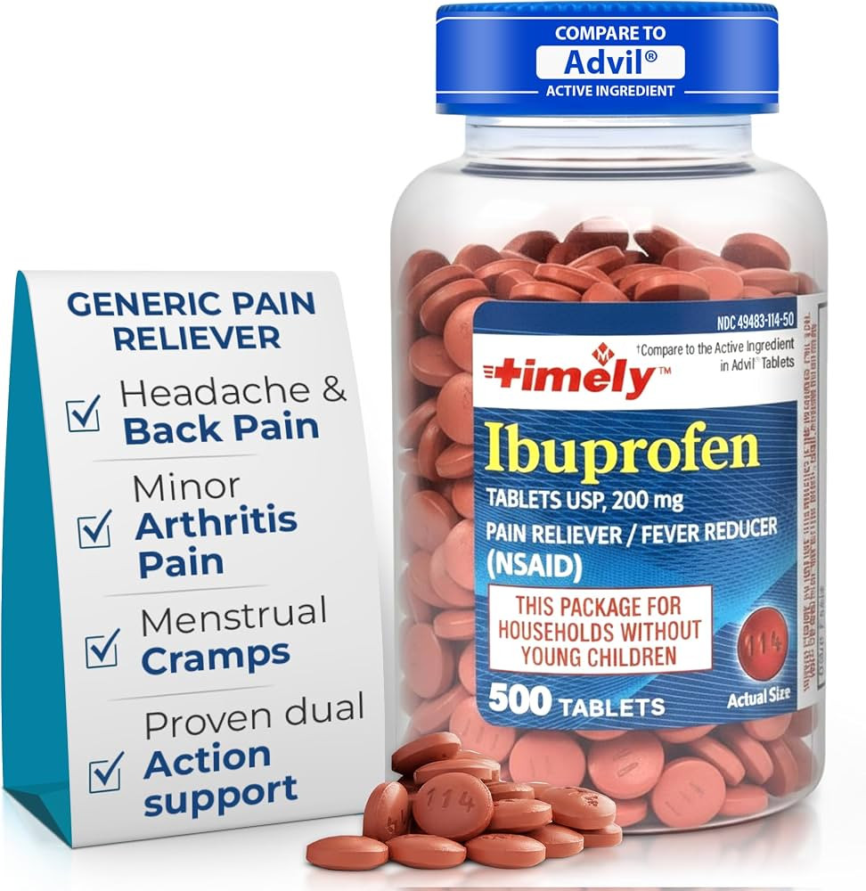 TIME-Cap Labs 500 Tablets Ibuprofen 200mg Coated - Pain Reliever & Fever Reducer (NSAID) for Adul... | Amazon (US)
