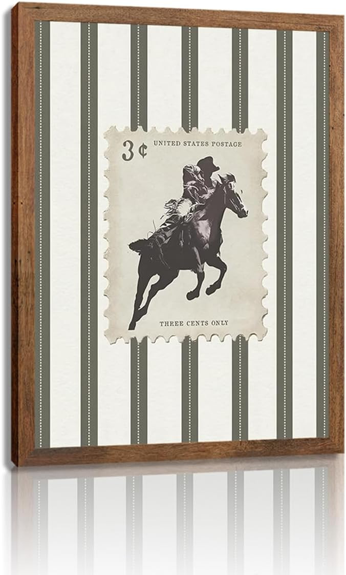 Vintage Western Cowboy Wall Art, Striped Rodeo Horse Postage Wall Decor Southwest Cowboy Poster C... | Amazon (US)