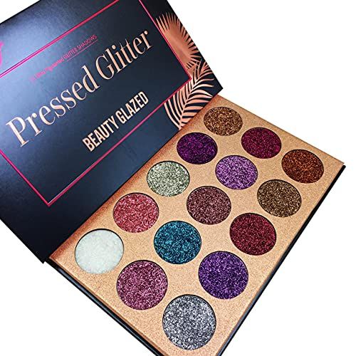 Pressed Glitter Eyeshadow Palette High Pigmented Glitters Kit Eye Shadow Sparkle Pro Makeup Palettes | Amazon (US)