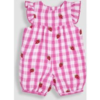 Jojo Maman Bébé Female Pure Cotton Strawberry Gingham Romper (0-24 Mths) - 2-3 Y - Fuchsia Mix, Fuchsia Mix | Marks & Spencer (UK)
