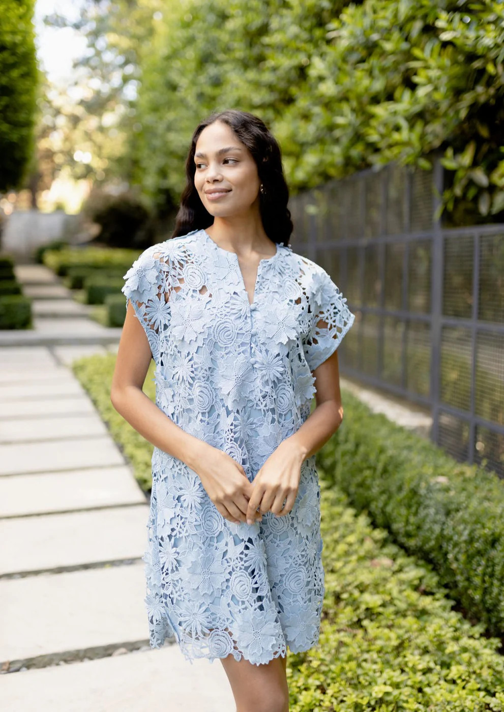 Vera Caftan Dress Ice Blue | Abbey Glass