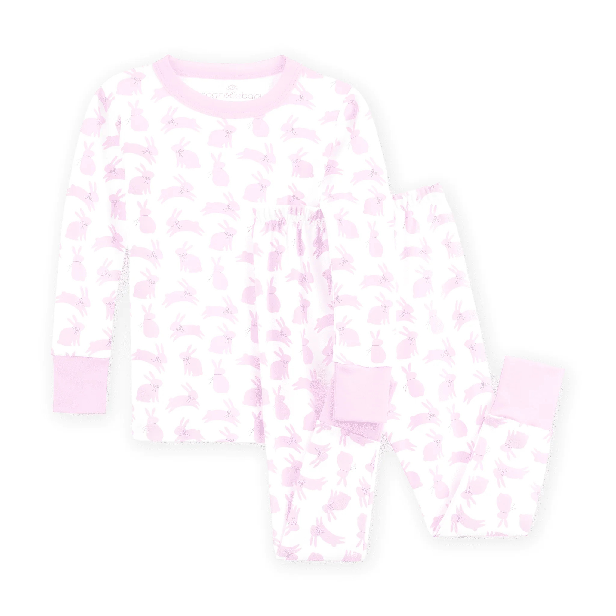 Magnolia Baby Leaping Bunnies Long Pajamas - Pink | Persnickety