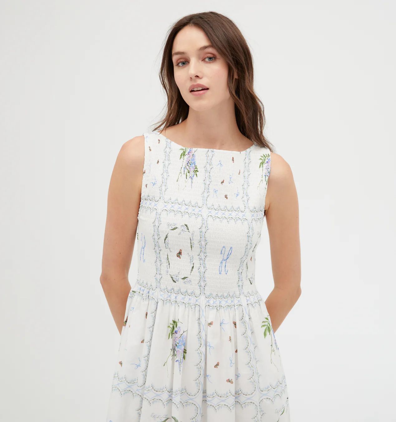 The Cosima Nap Dress - White Floral Patchwork | Hill House Home