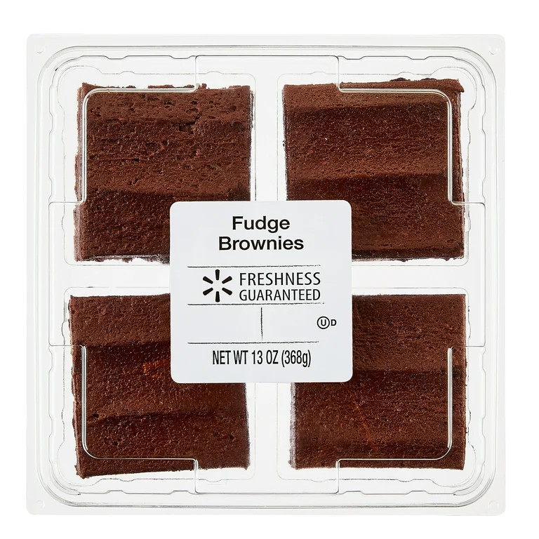 Freshness Guaranteed Fudge Brownies, 13 oz Clamshell, 4 Count (Shelf Stable) | Walmart (US)