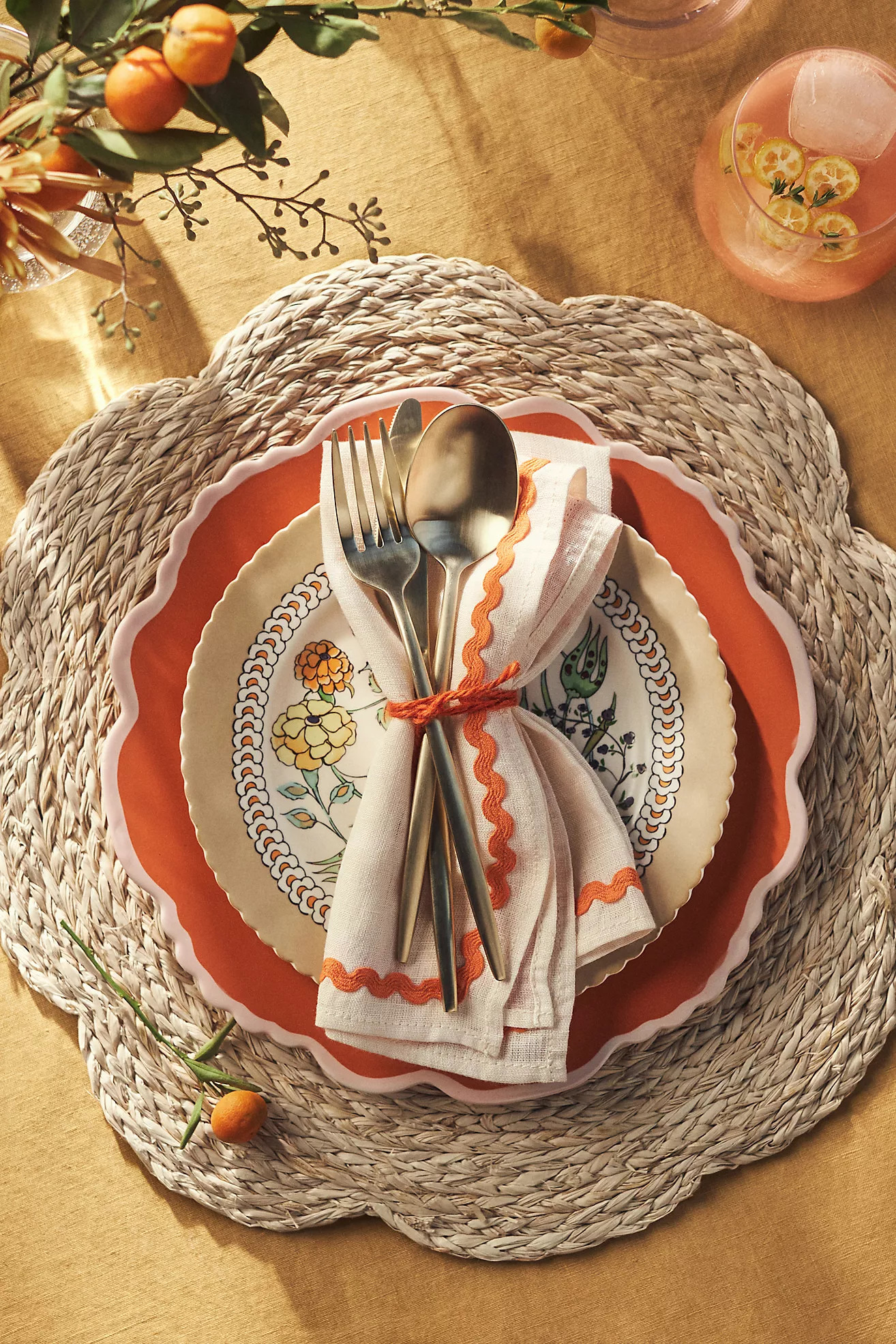 Blue Pheasant Vera Flower Placemat, Set of 4 | Anthropologie (US)