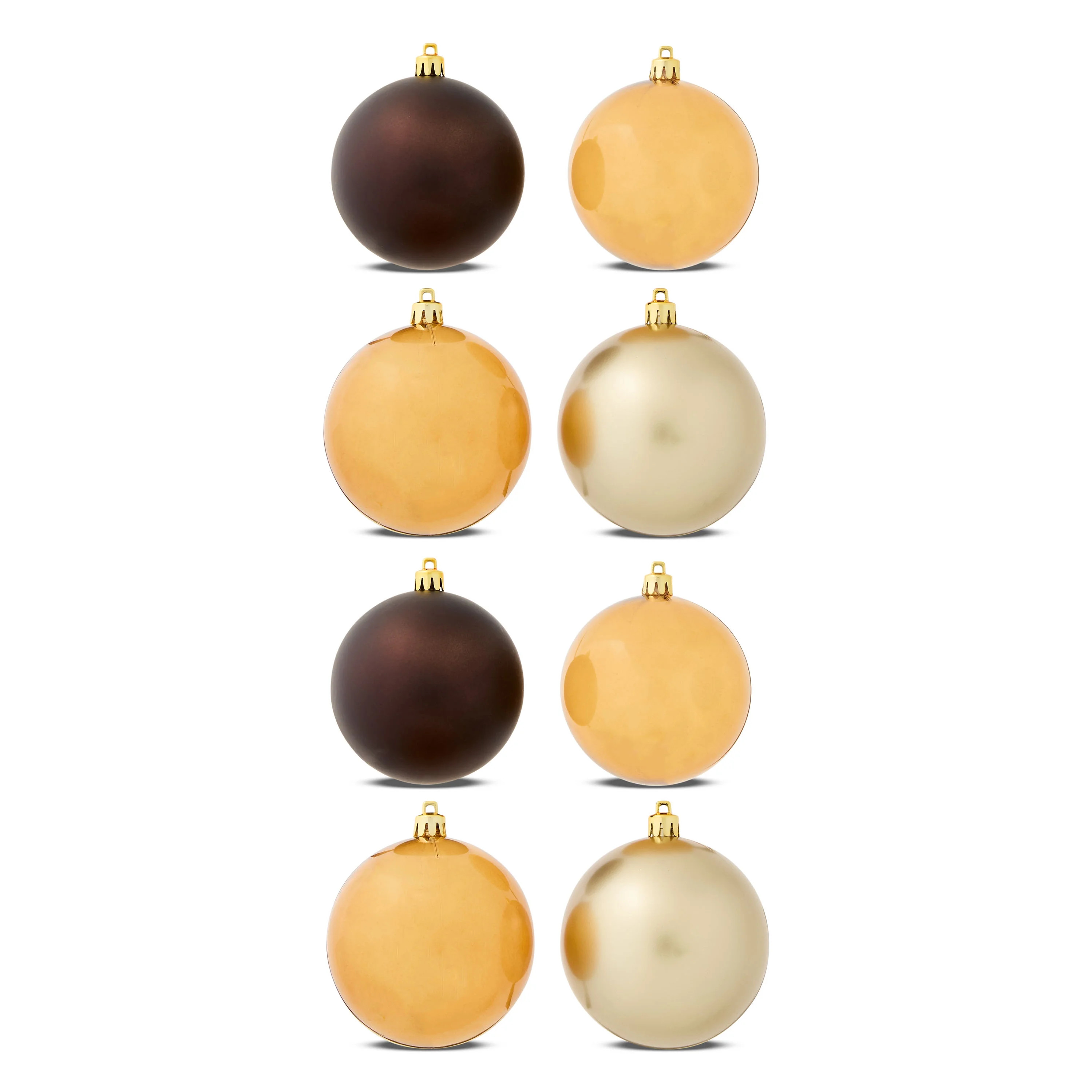 8-Count Brown, Bronze, and Champagne Shatterproof Christmas Ornaments, 3.94 in, by Holiday Time | Walmart (US)