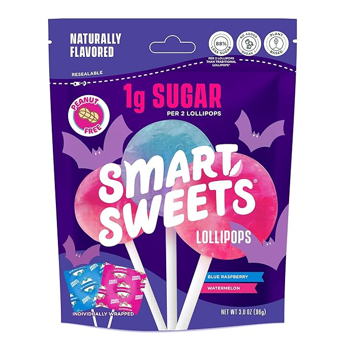 SmartSweets Halloween Lollipops | 3 oz (12 Lolli per pack) | Low Sugar and Calorie Gummy Candy | ... | Amazon (US)