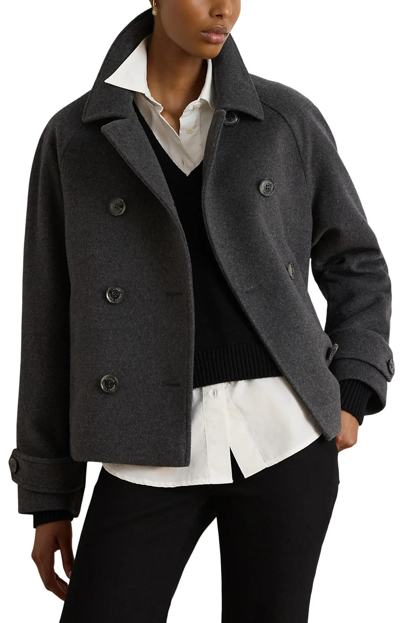 Double Breasted Cropped Wool Blend Coat (Women) | Nordstrom | Nordstrom