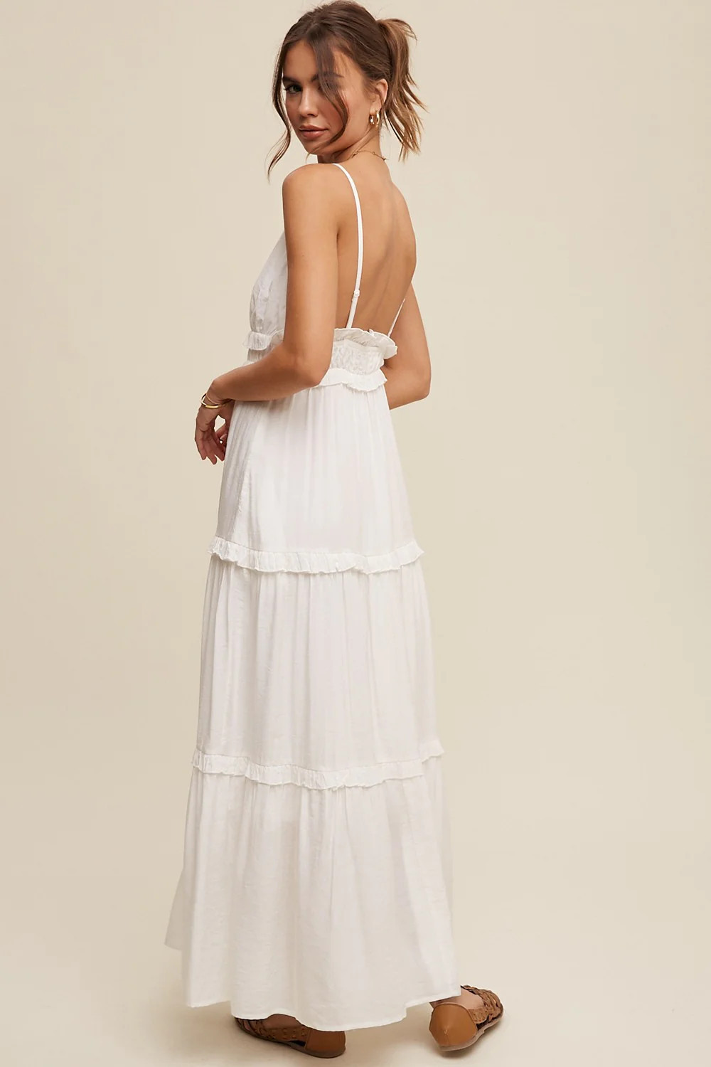 Cream Striped Ruffle Tiered Maxi Dress | PinkBlush Maternity