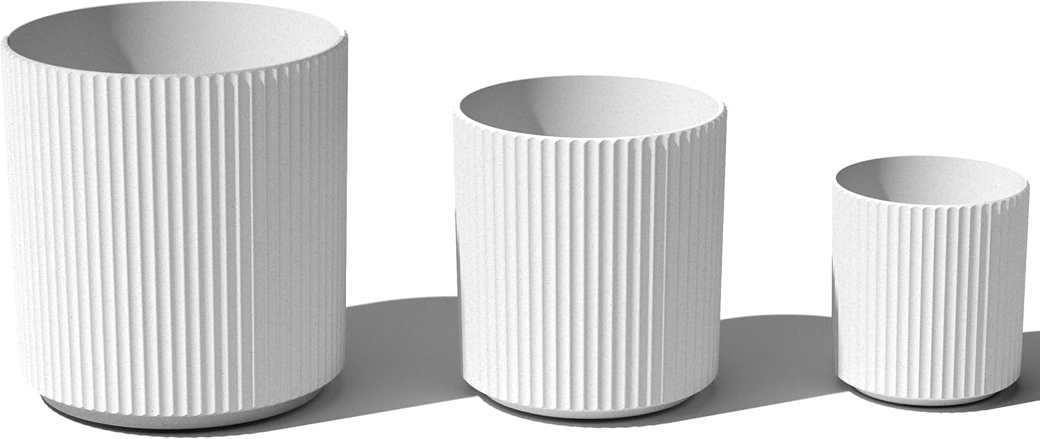 Veradek Demi Round White Plastic Planter Bundle (12 in. 16 in. 20 in.) DMV-BUN-W | Amazon (US)