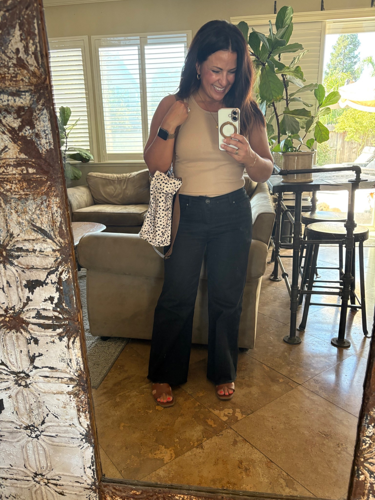 It’s still summer! I’m not ready to try and wear any fall clothing, but I’ll gladly wear fall colors! Black and tan are one of my favorite combos. My laptop bag is fantastic! I’ve had it for several years and highly recommend. My tank is under $4, I’d size up, I’m wearing medium. 
Teacher style
Pre fall outfitts

#LTKPetite #LTKOver40 #LTKWorkwear