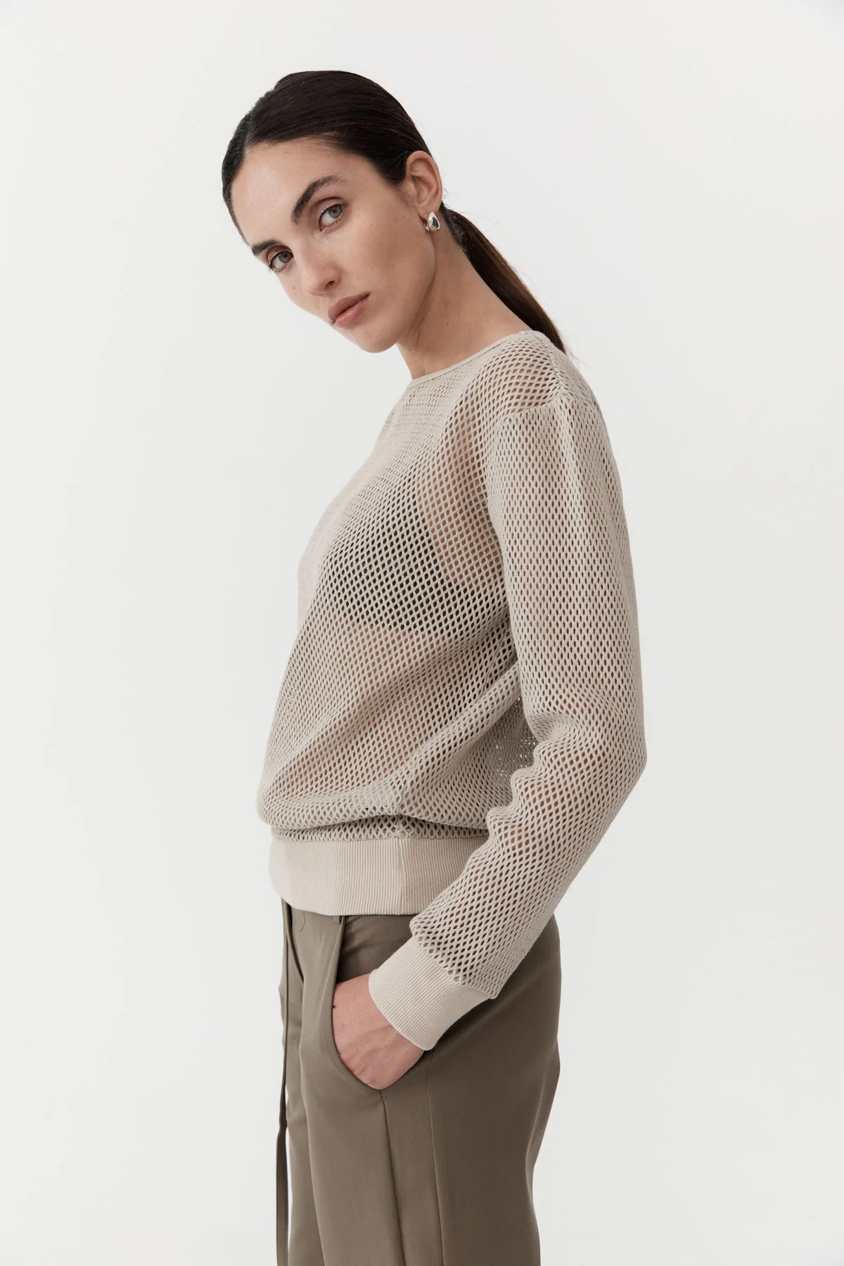 Mesh Long Sleeve Top - Aloe | St. Agni (US, UK, EU)