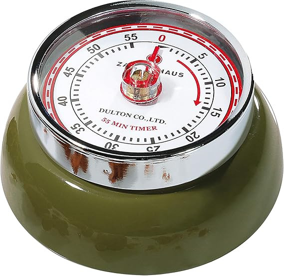 Zassenhaus Magnetic Retro 60 Minute Kitchen Timer, 2.75-Inch, Olive | Amazon (US)