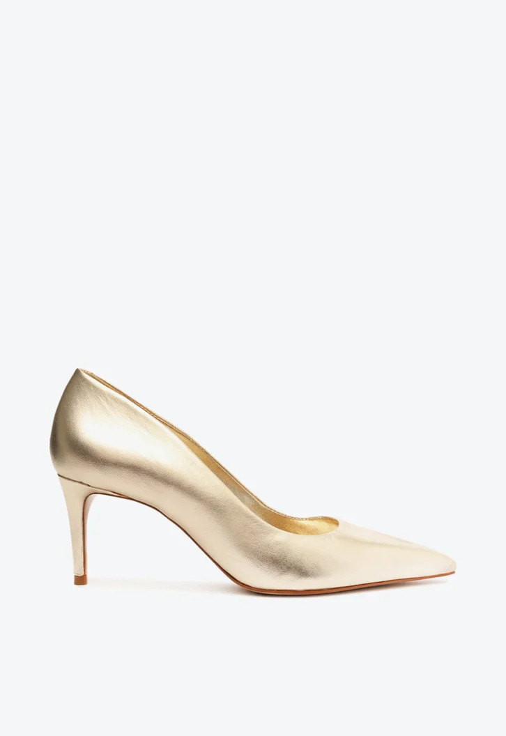 Sapato Scarpin Lena Low Couro Dourado | ZZ Mall (BR)