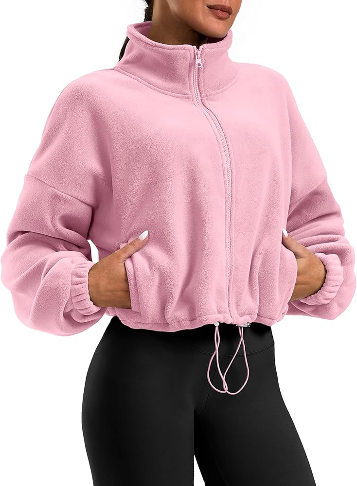 Soothfeel Women's Fleece Cropped Jacket Zip Up Sweatshirt Short Coat Sherpa Jackets for Women Fal... | Amazon (US)