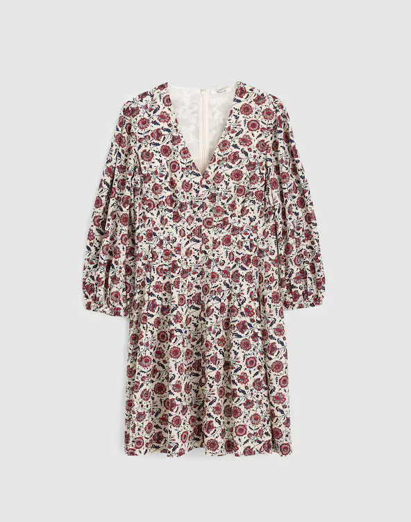 V-Neck Pintuck Mini Dress | Madewell