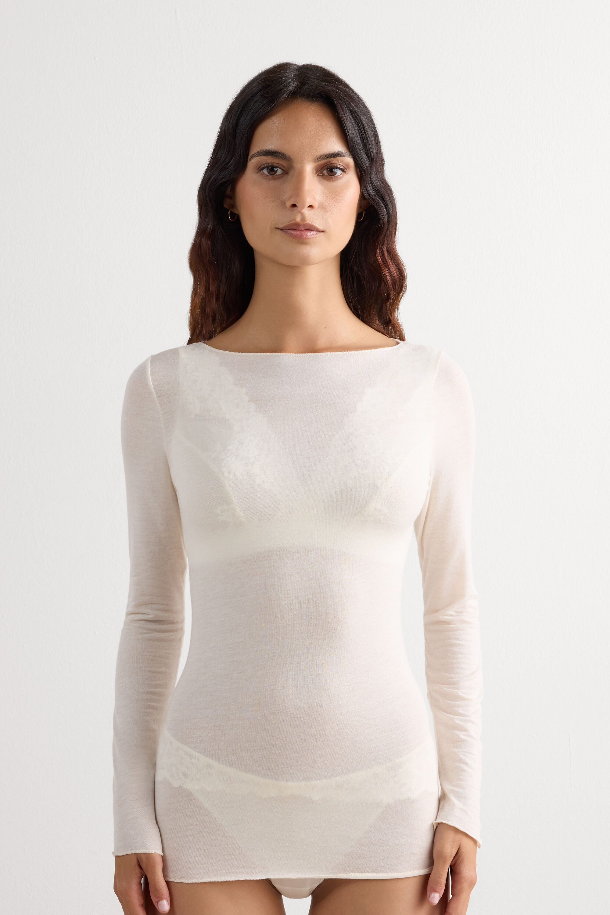 Sheer Cashmere Boat Neck Shirt | Intimissimi | Intimissimi (US)