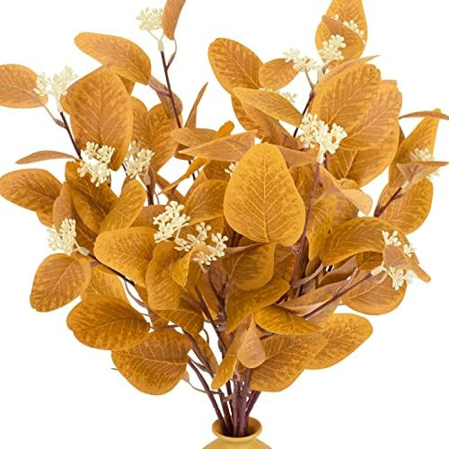 WELTUCKY Fall Flowers Artificial for Decoration,Fall Decor Artificial Plants Floral Orange Eucaly... | Amazon (US)