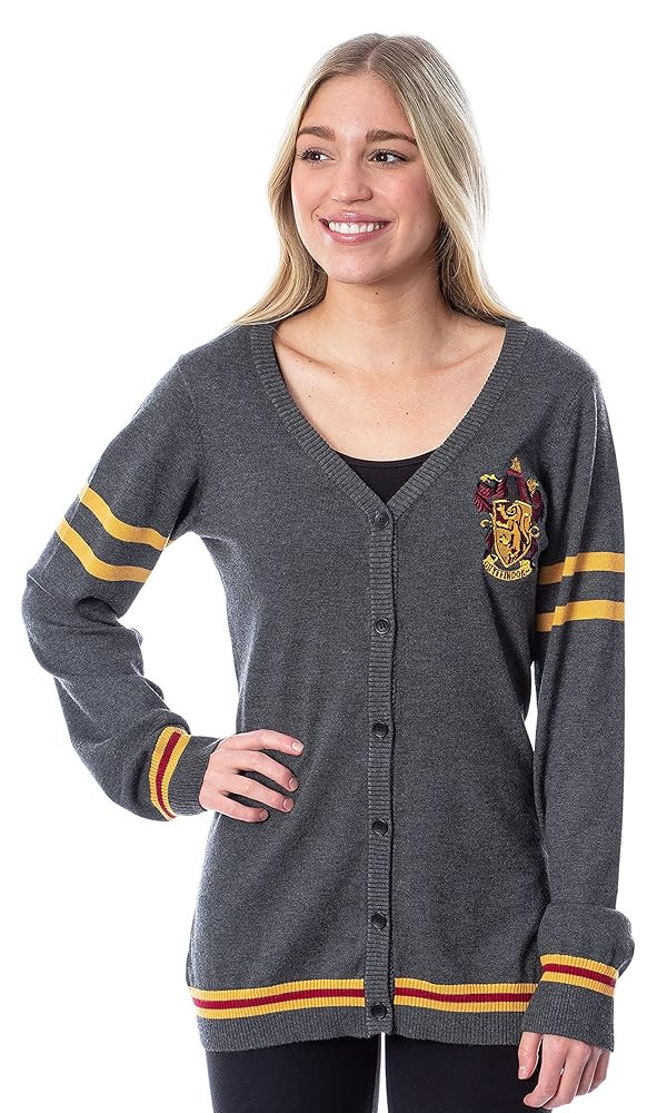 Harry Potter Womens' Slytherin House Crest Open Front Cardigan Juniors Knit Sweater | Amazon (US)
