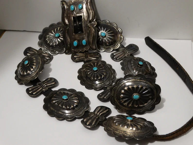 Navajo Concho Belt With Genuine Turquoise. - Etsy | Etsy (US)