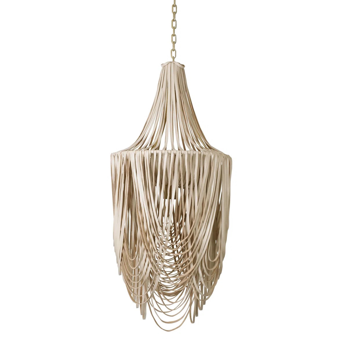 Small 'Whisper' Leather Fringe Chandelier w/ Crown | Wayfair North America