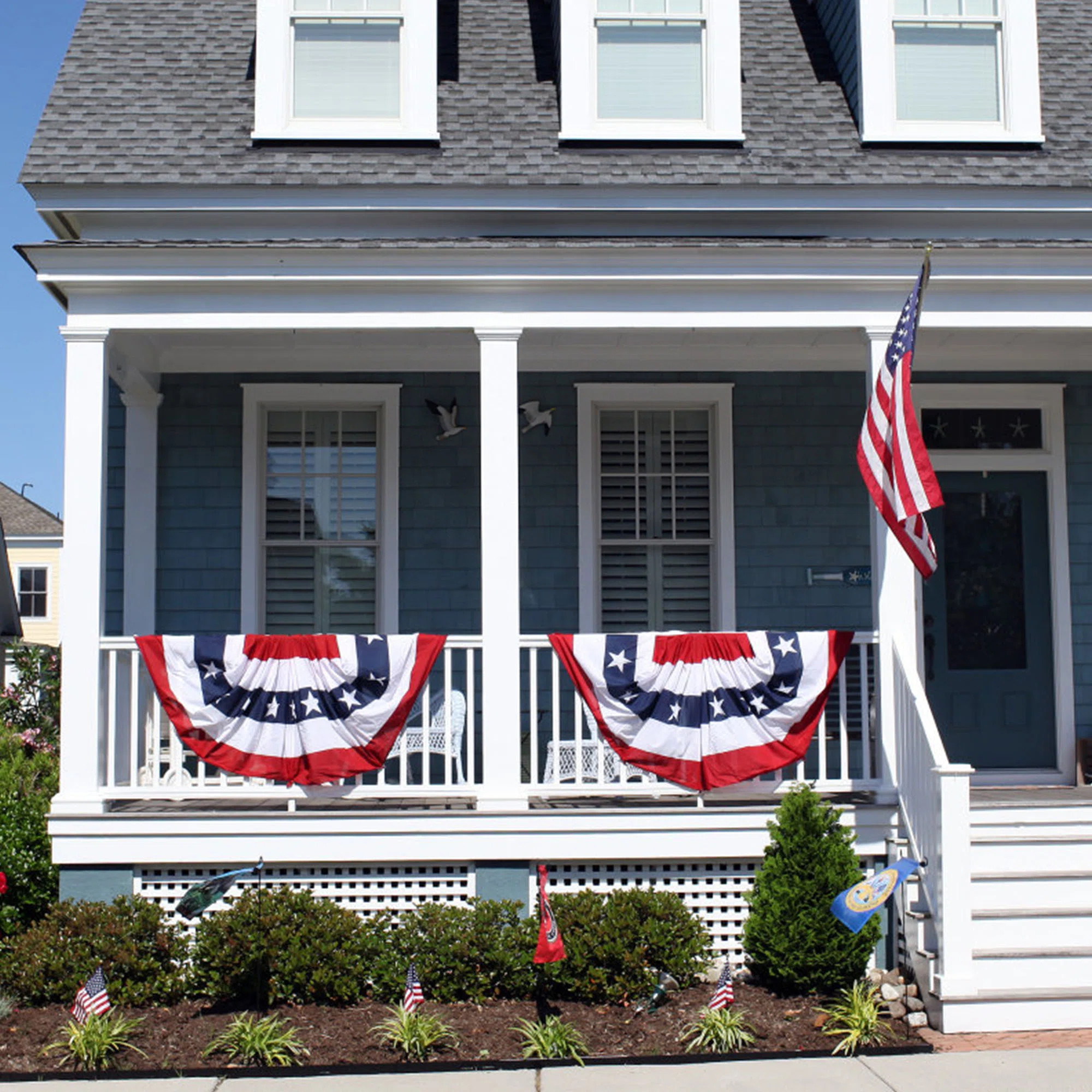 2 Pack American Pleated Fan Flag USA Patriotic Flag Bunting Half Fan Banner Decoration Outdoor | Wayfair North America