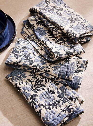 Blue flower double weave napkinsSet of 4 | Simons