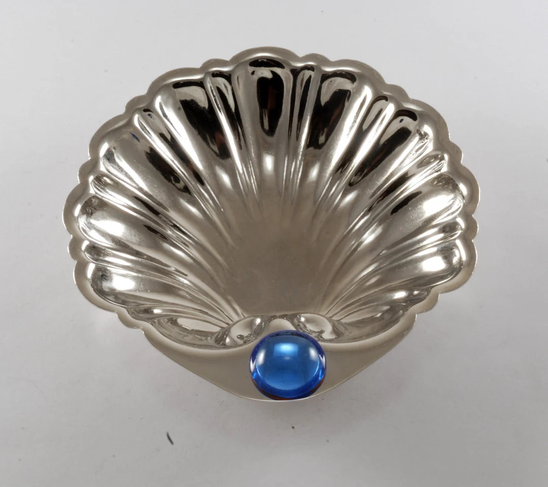 Vintage Clam Shell Design Ring Trinket Jewelry Dish W Blue W. Germany Glass Gem Silver Plated Ste... | Etsy (US)