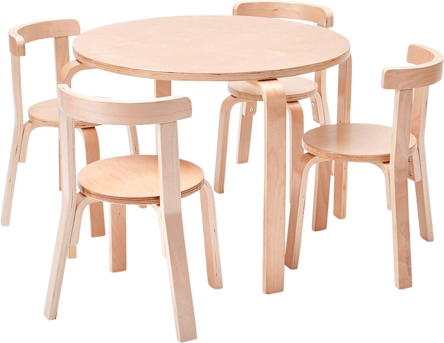 ECR4Kids ECRKids Seating, 5-Piece Table and Chairs Set, Natural | Amazon (US)